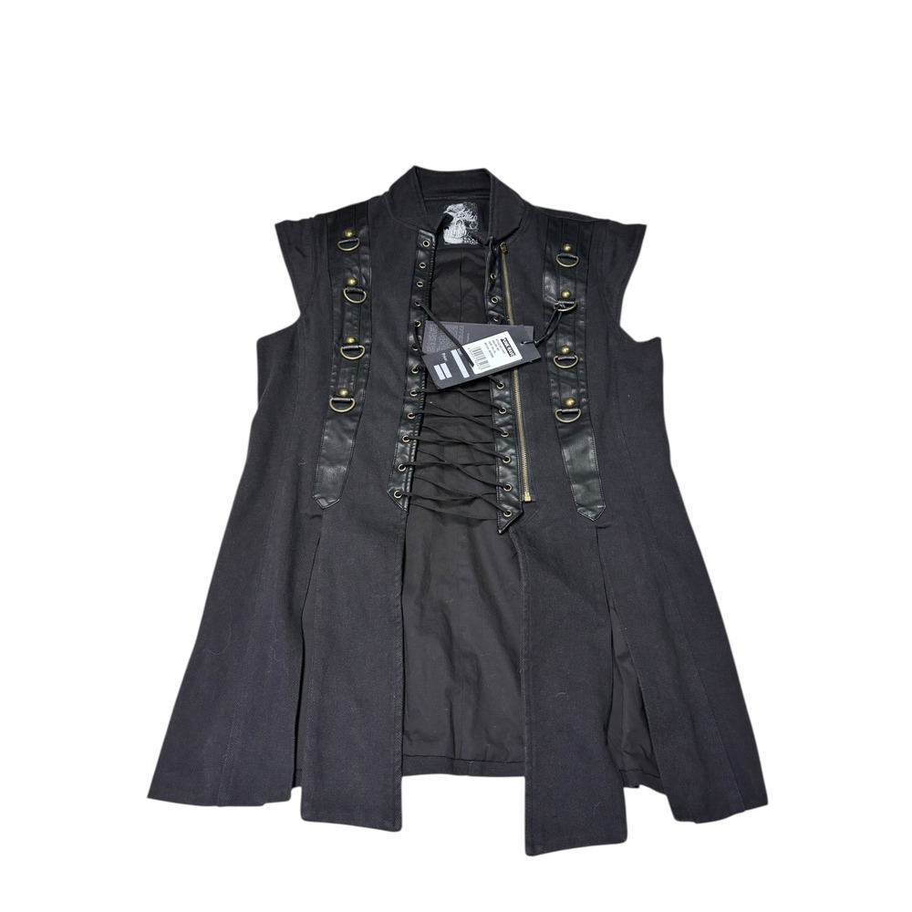 NWT‎ Punk Rave Men Black Gothic Vest Jacket Style M L XL Y810